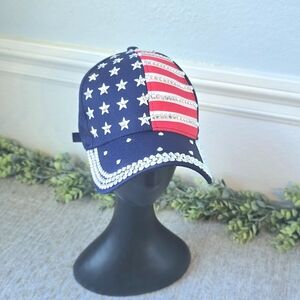 Patriotic Cap with Blingy Stars and Stripes | Adjustable